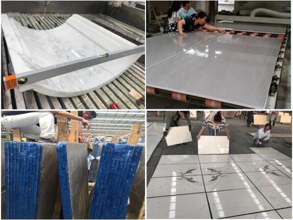 tundra grey marble slab inspection