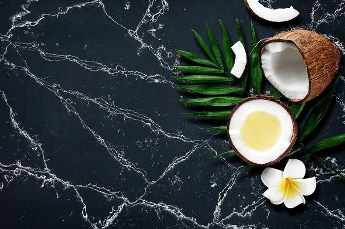 black quartz with white veins countertops