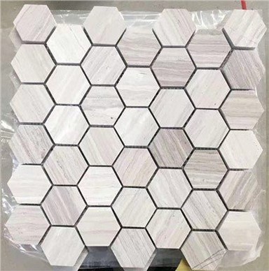 لکڑی کا سفید ماربل موزیک مسدس