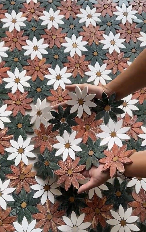 Flower Marble Mosaic Floor Tile