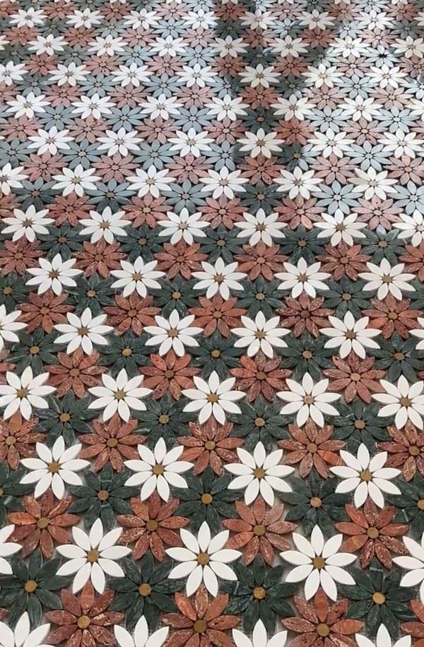Flower Marble Mosaic Floor Tiles