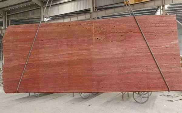 Red Travertine slabs