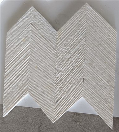 چونا پتھر شیورون وال ٹائلیں