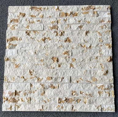 پیلا چونا پتھر سے سجا ہوا دیوار کا پتھر