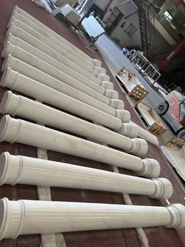 white marble columns polished